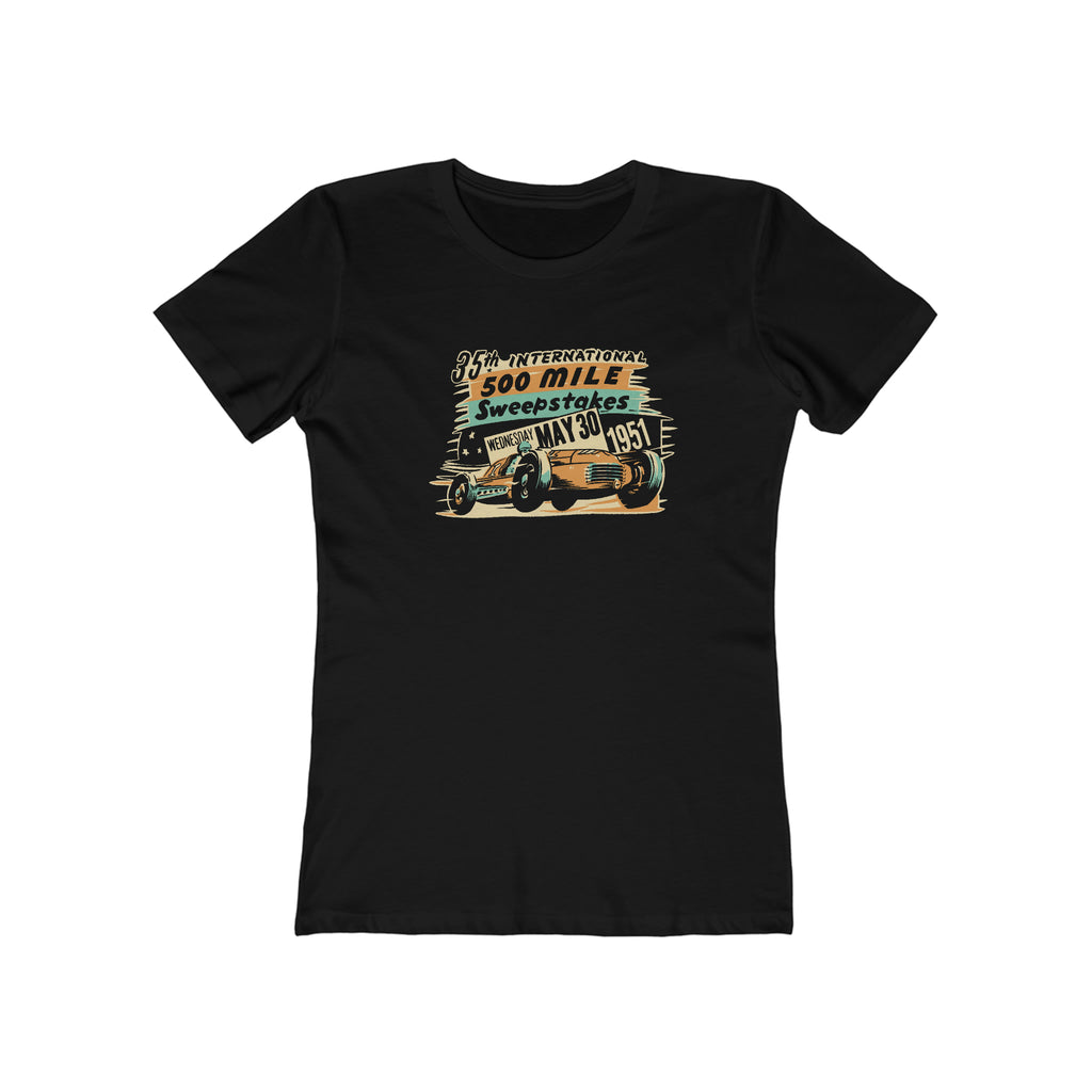 Hot Rod Racing - Vintage 1951 500 Miles Sweepstakes - Premium Black Cotton Women's T-shirt Solid Black