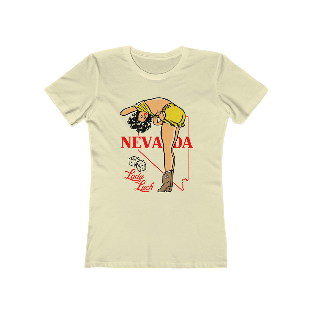 Nevada State Lady Luck Pinup Ladies Cream T-shirt Solid Natural