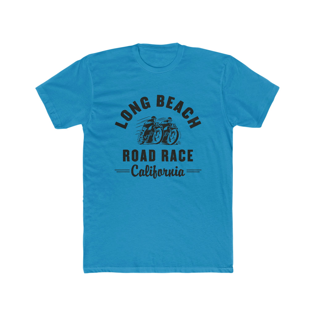 Long Beach Motorcycle Road Race Men's T-shirt Solid Turquoise