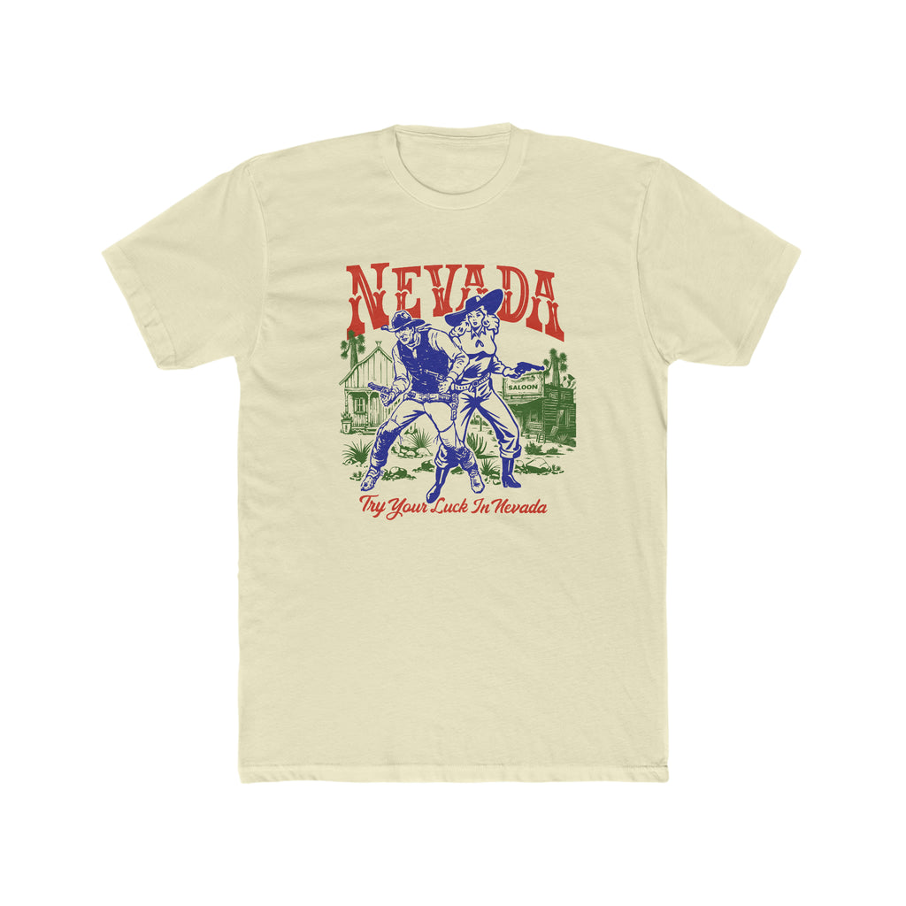 Try Your Luck In Nevada Men's Premium Cream Cotton T-shirt Solid Natural
