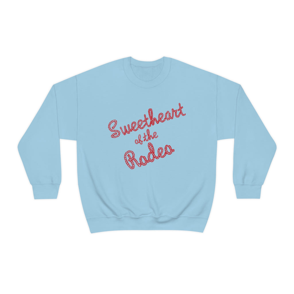 Sweetheart of the Rodeo Western Cowgirl Graphic Rope Design Unisex Sweatshirt in 4 Assorted Colors Light Blue