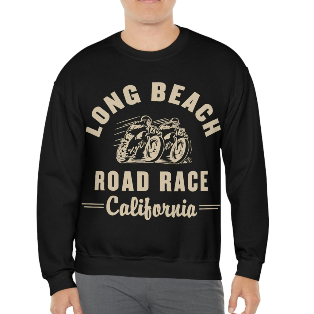 Long Beach Motorcyle Road Race Black Crewneck Sweatshirt