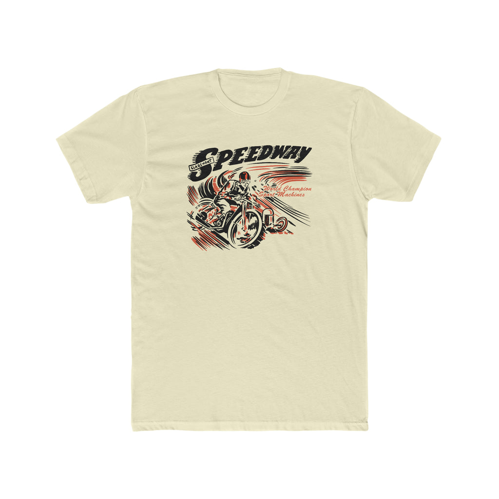 Claremont Speedway Men's Cream T-shirt Solid Natural