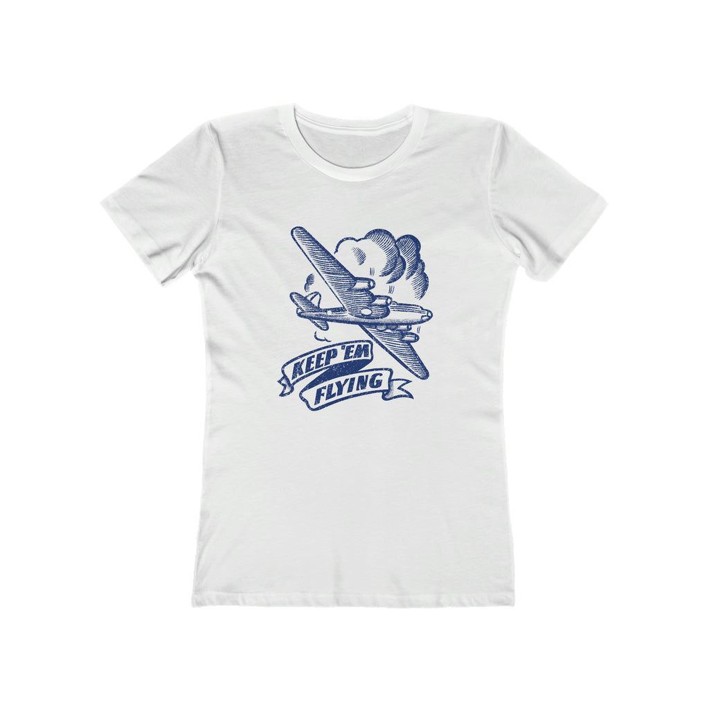 Keep Em' Flying Vintage Ladies T-shirt Solid White