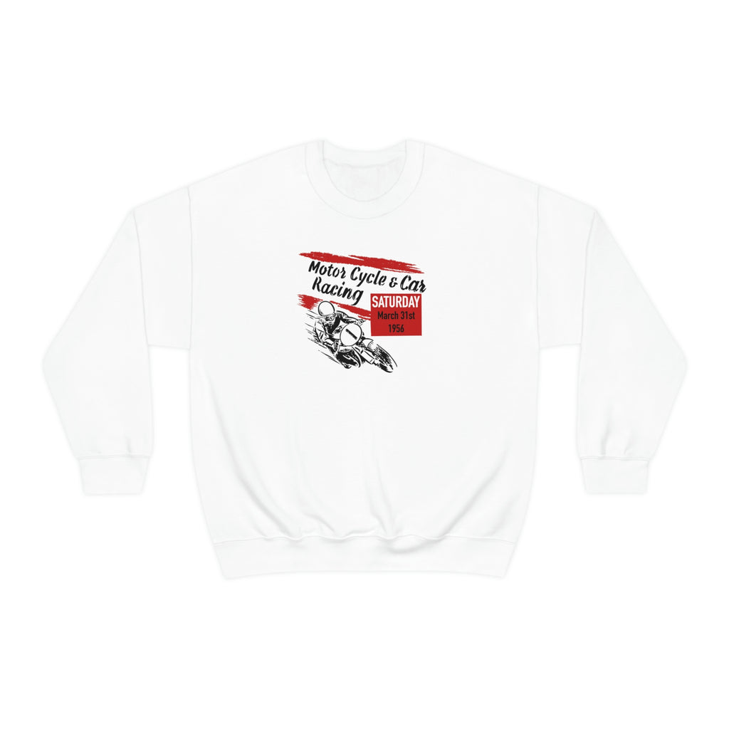 Motorcycle and Car Racing Crewneck Sweatshirt assorted colors White