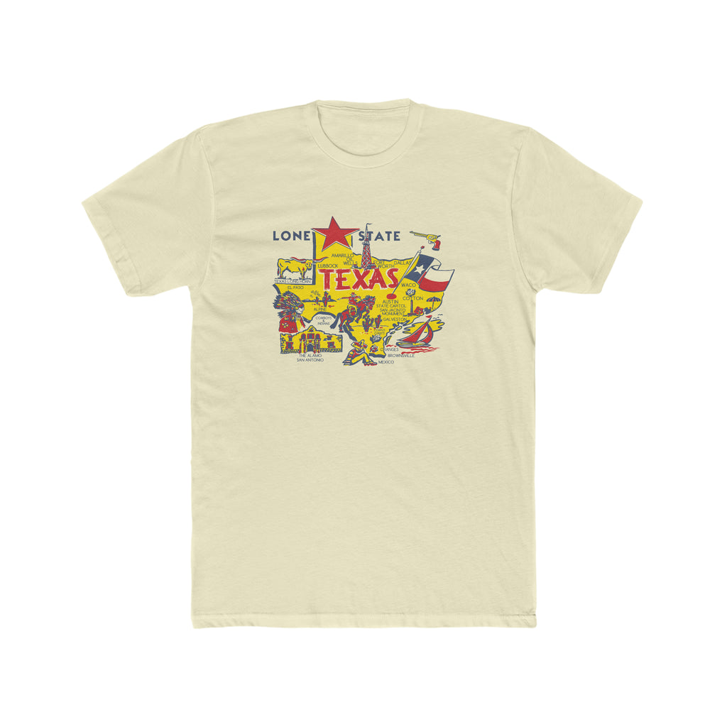 Texas Lone Star State Men's Cream T-shirt Solid Natural