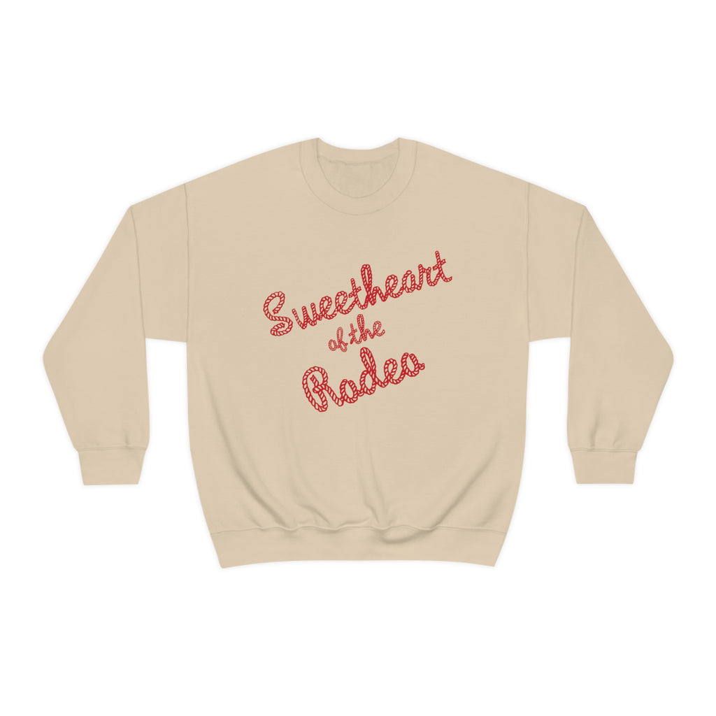 Sweetheart of the Rodeo Western Cowgirl Graphic Rope Design Unisex Sweatshirt in 4 Assorted Colors Sand