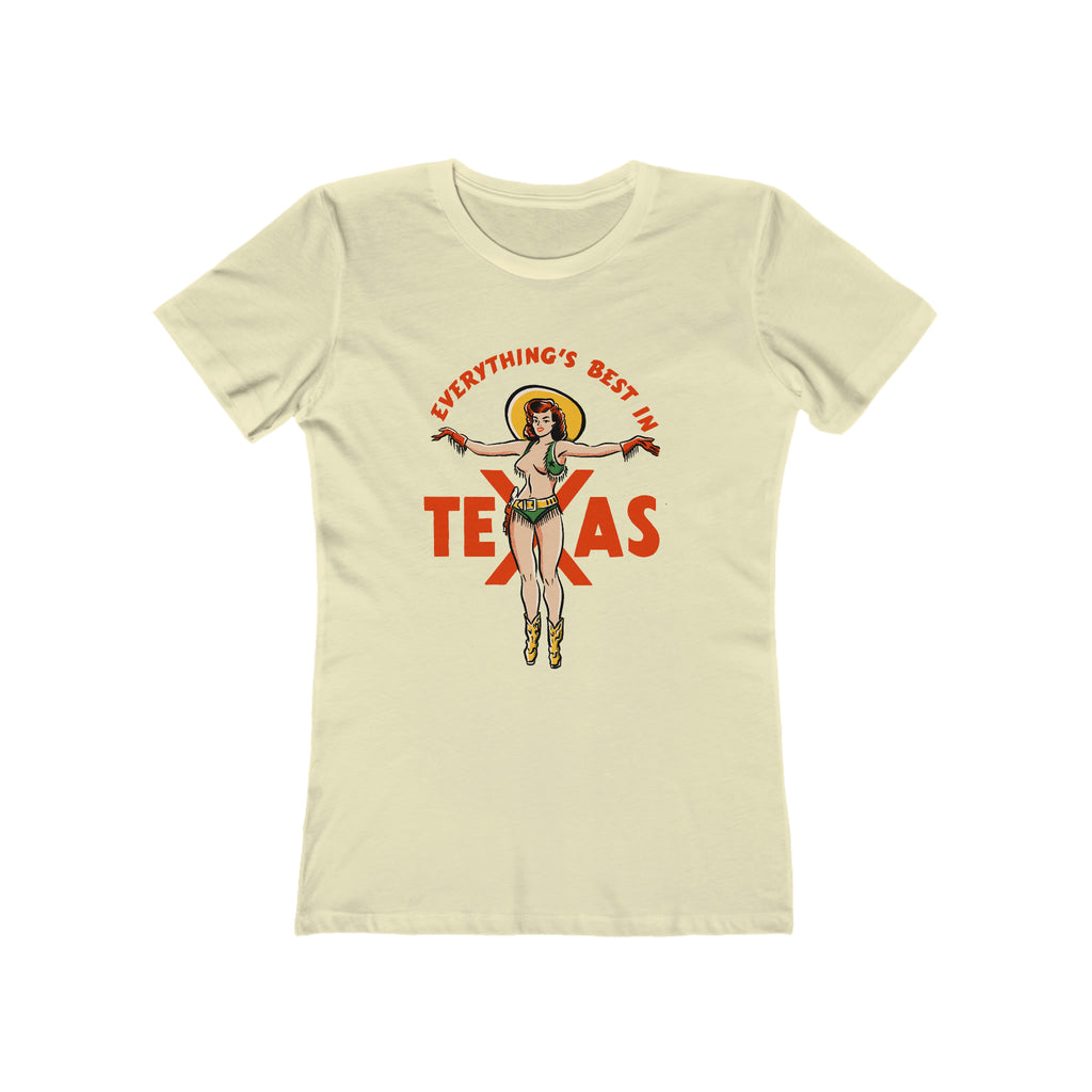 Bigger In Texas Pin Up Ladies T-shirt Solid Natural