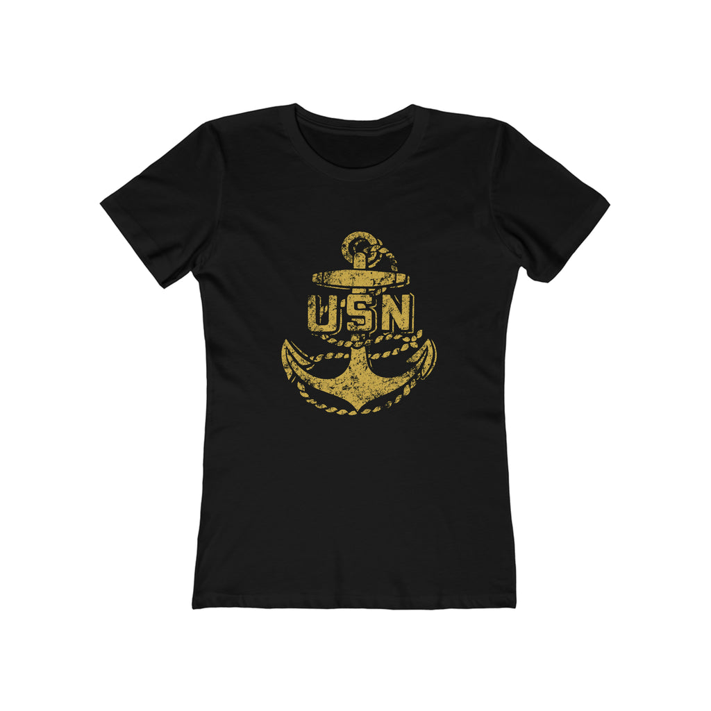 USN Vintage Logo Ladies T-shirt Solid Black