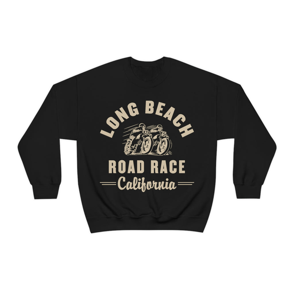 Long Beach Motorcyle Road Race Black Crewneck Sweatshirt Black