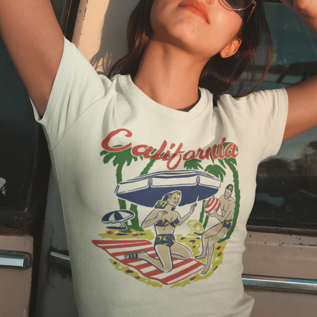 California - At The Beach! Ladies Cream T-shirt