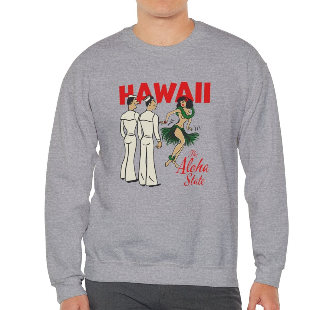 Hawaii The Aloha State Hula Men's Unisex Sweatshirt - Assorted Colors Sport Grey