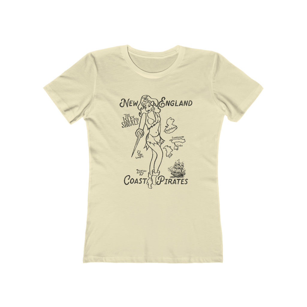 New England Pirate Woman - Isle of Shoals - Vintage Pinup Soft Cream Cotton Women's T-shirt Solid Natural