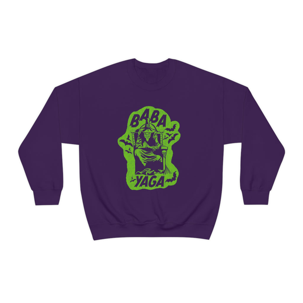 Witch Baba Yaga Vintage Halloween Spooky Unisex Sweatshirt in 2 Assorted Colors Purple