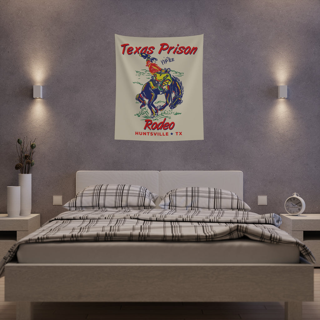 Texas Prison Rodeo Poster Vintage Western Soft Cloth Wall Tapestry Indoor Decor
