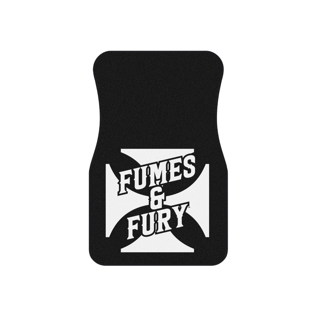 Fumes & Fury Iron Surf Cross Hot Rod Kustom Car Mats (2x Front)