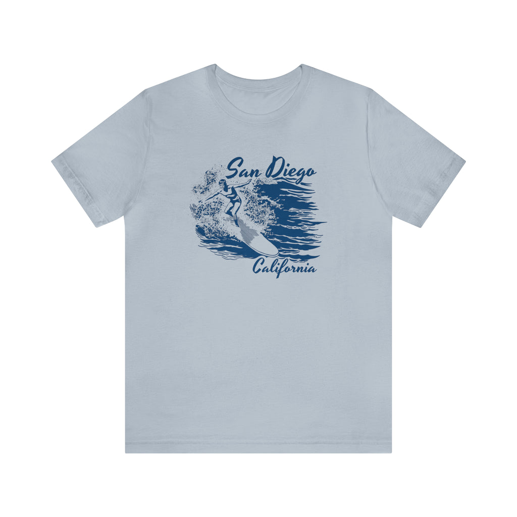 San Diego California Vintage Surfer Soft Cotton Men's T-shirt Light Blue