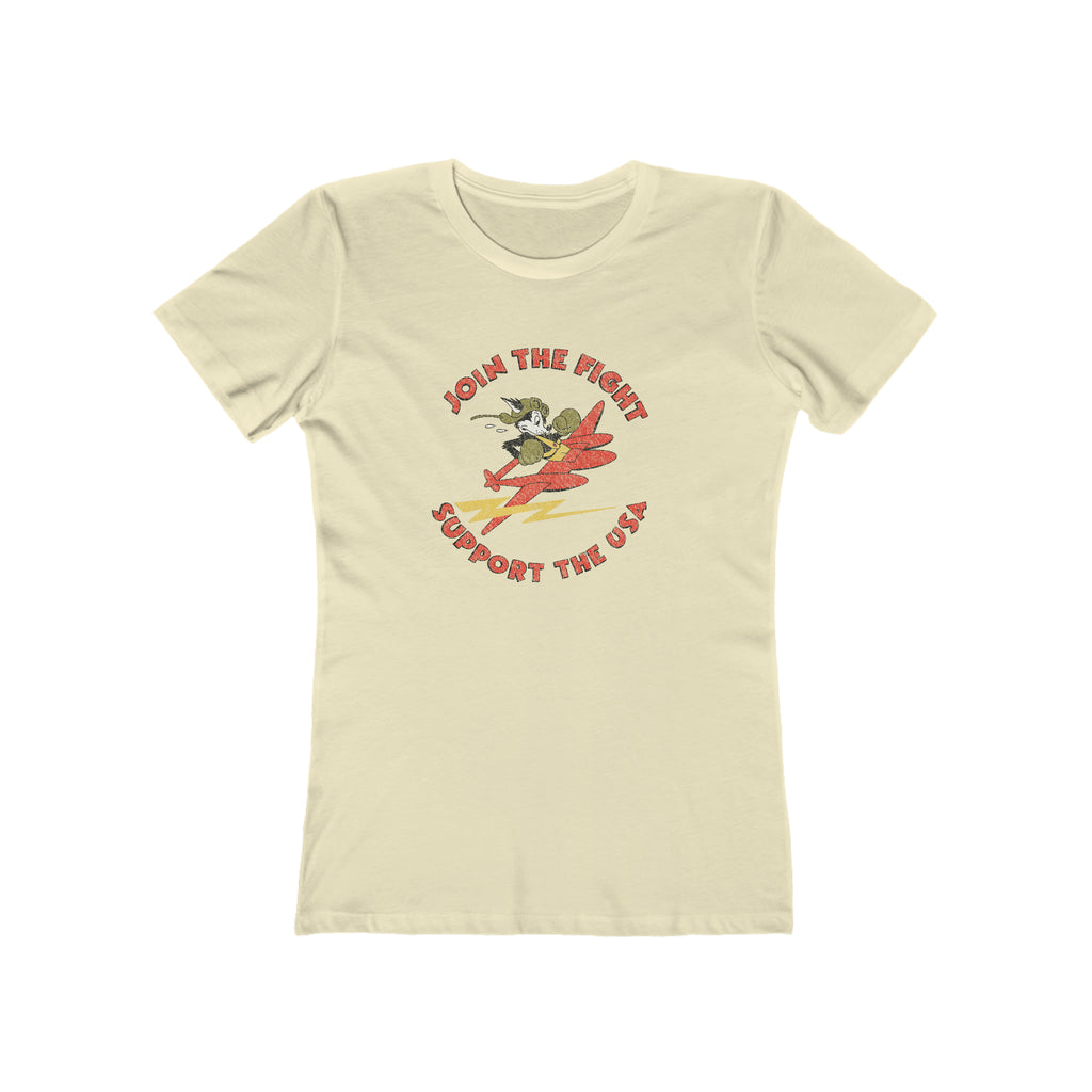Support The USA Vintage Military Logo Women's T-shirt Solid Natural
