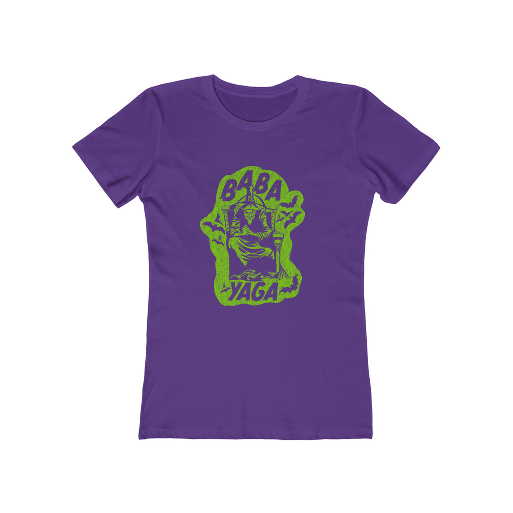 Witch Baba Yaga Green Print Vintage Halloween Women's T-shirt Solid Purple Rush