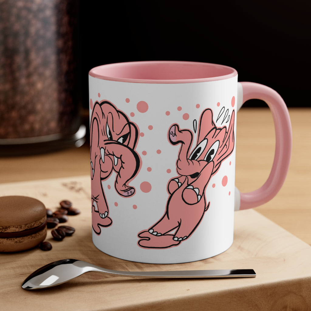 Drunk, Crying, Angry Hungover Pink Elephants with Pink Accents Coffee Mug, 11oz.