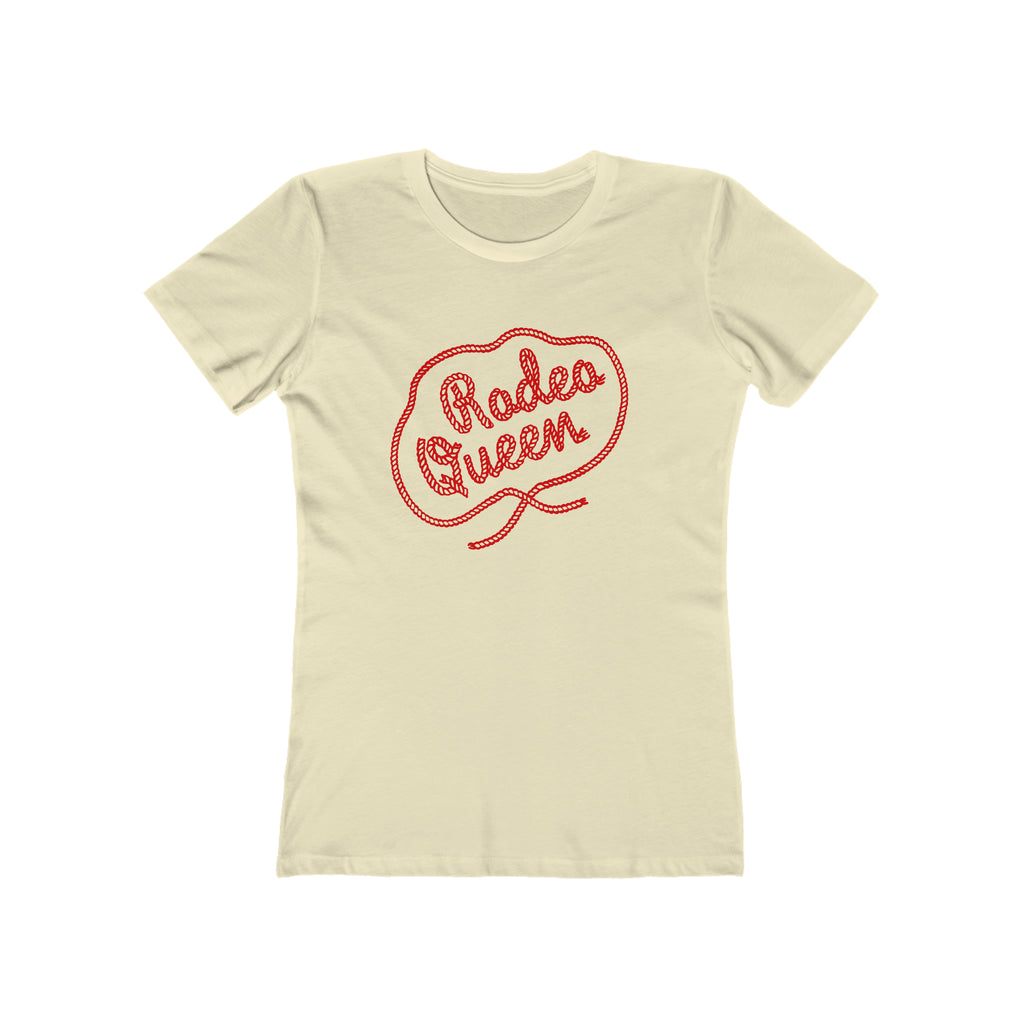 Rodeo Queen Retro Western Rope Ladies Premium Cotton T-shirt in Assorted Colors Solid Natural