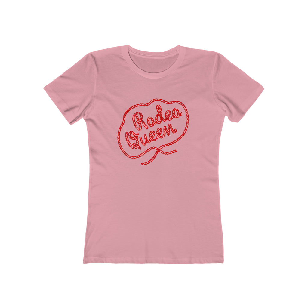 Rodeo Queen Retro Western Rope Ladies Premium Cotton T-shirt in Assorted Colors Solid Light Pink