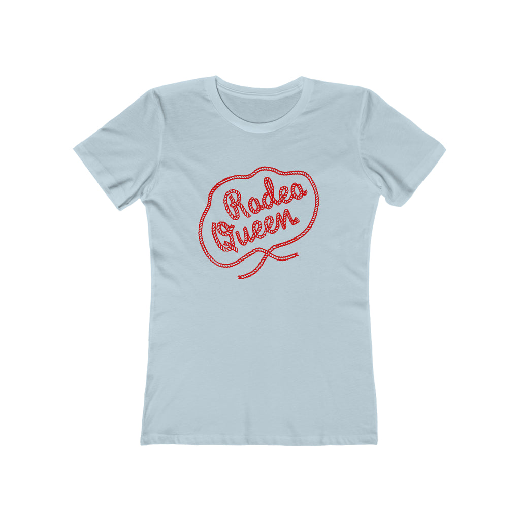 Rodeo Queen Retro Western Rope Ladies Premium Cotton T-shirt in Assorted Colors Solid Light Blue