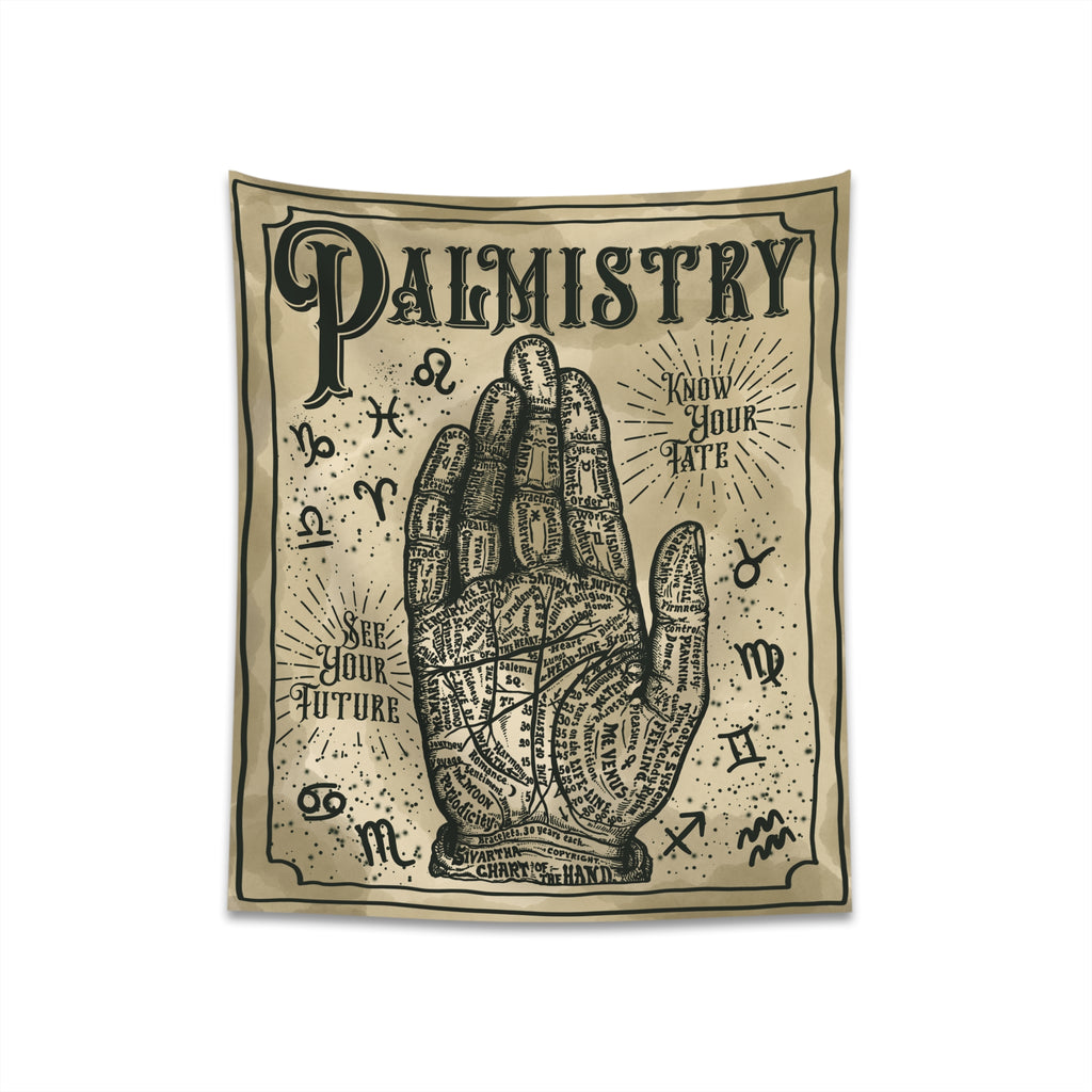 Palmistry Vintage Victorian Fortune Telling Tapestry Cloth Halloween Wall Decor 34" × 40"