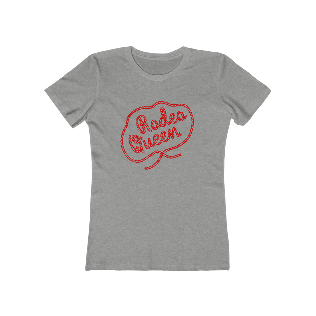 Rodeo Queen Retro Western Rope Ladies Premium Cotton T-shirt in Assorted Colors Heather Grey