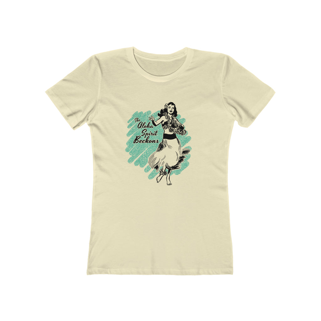 Vintage Hula Girl - Aloha Spirit Beckons - Retro Pinup Soft Cream Cotton Women's T-shirt Solid Natural