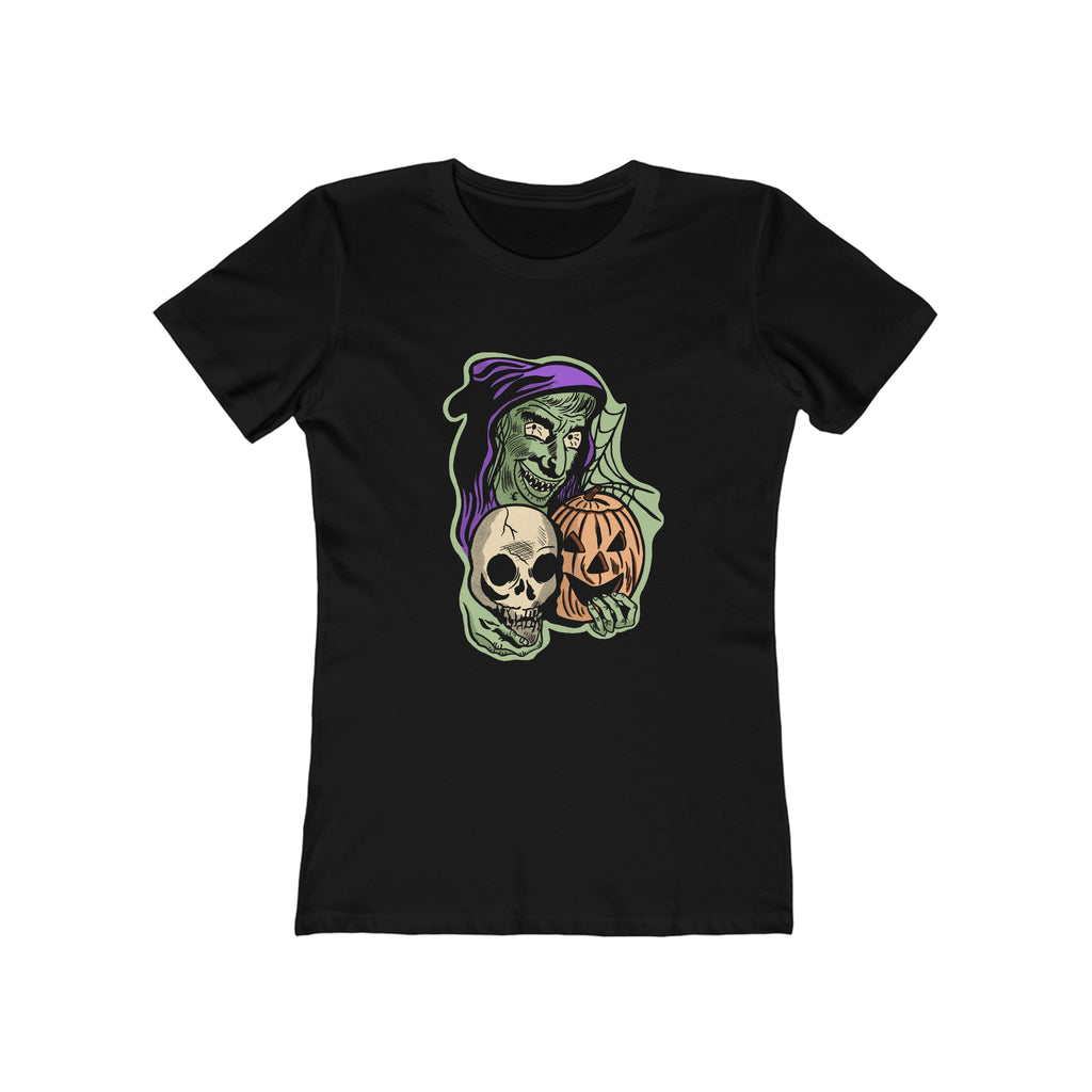 Classic Halloween Witchy Spooky Season Vintage Style Women's T-shirt Solid Black