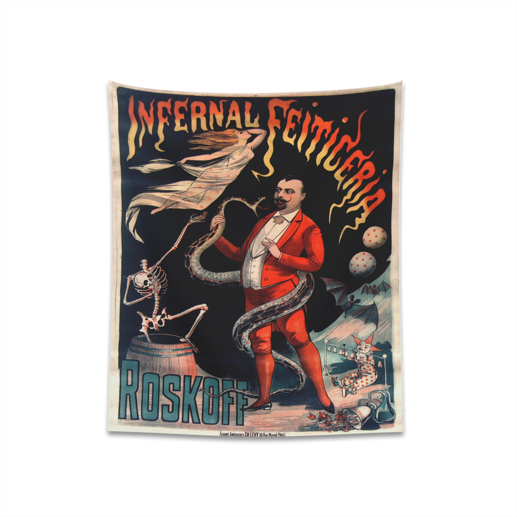 Dark Infernal Arts Poster Vintage Victorian Creepy Cloth Tapestry Halloween Wall Decor 34" × 40"