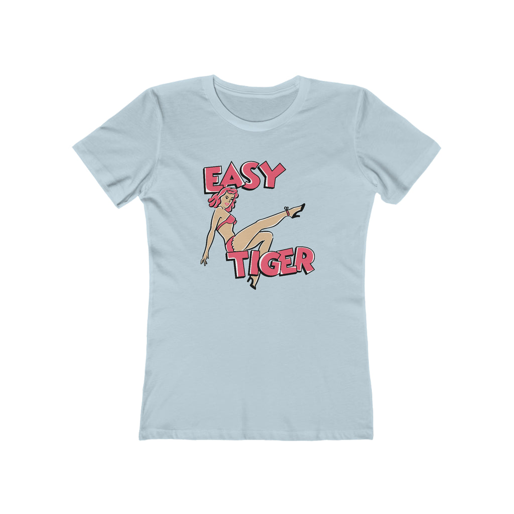 Easy Tiger Pinup Women's T-shirt - Assorted Colors Solid Light Blue