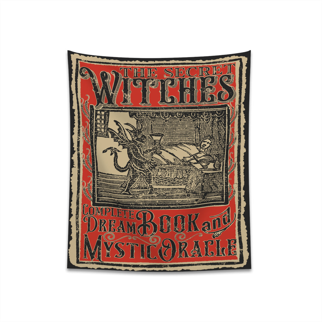 Mystic Oracle Secret Witch's Dream Book Vintage Victorian Halloween Cloth Tapestry Wall Decor 34" × 40"