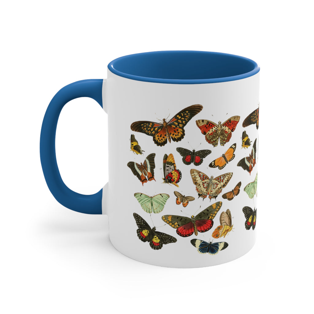 Retro Butterfly Red Accent Coffee Mug, 11oz. Blue 11oz