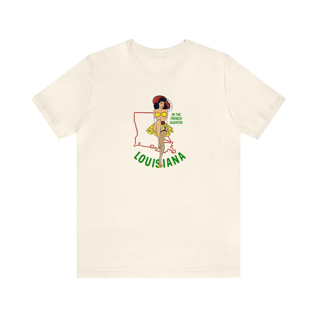 Louisiana Pinup Logo Men's Cream T-shirt Natural