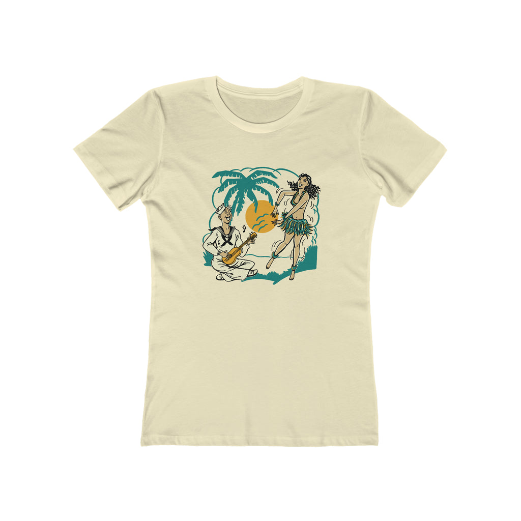 Hip Shaking Hula Retro Hula & Sailor Women's T-shirt Solid Natural