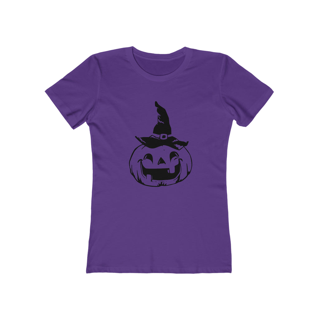 Vintage Halloween Pumpkin Witch Retro Women's T-shirt in 6 Assorted Colors Solid Purple Rush