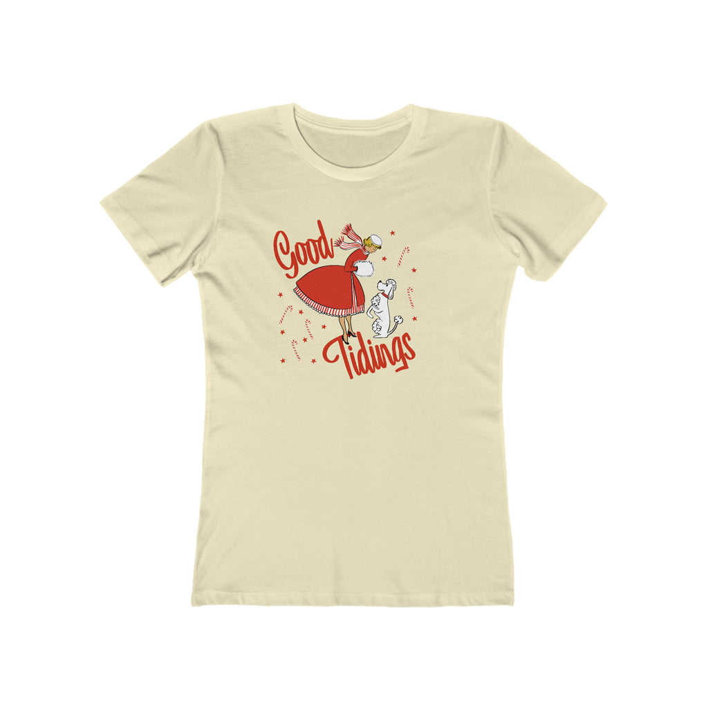 Good Tidings Retro Lady Christmas - Women's T-shirt Solid Natural