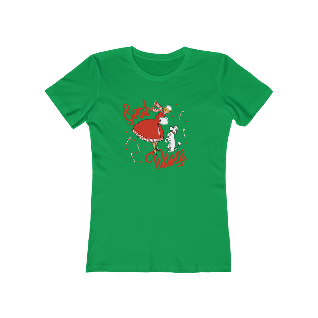 Good Tidings Retro Lady Christmas - Women's T-shirt Solid Kelly Green