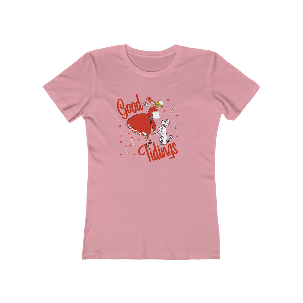 Good Tidings Retro Lady Christmas - Women's T-shirt Solid Light Pink