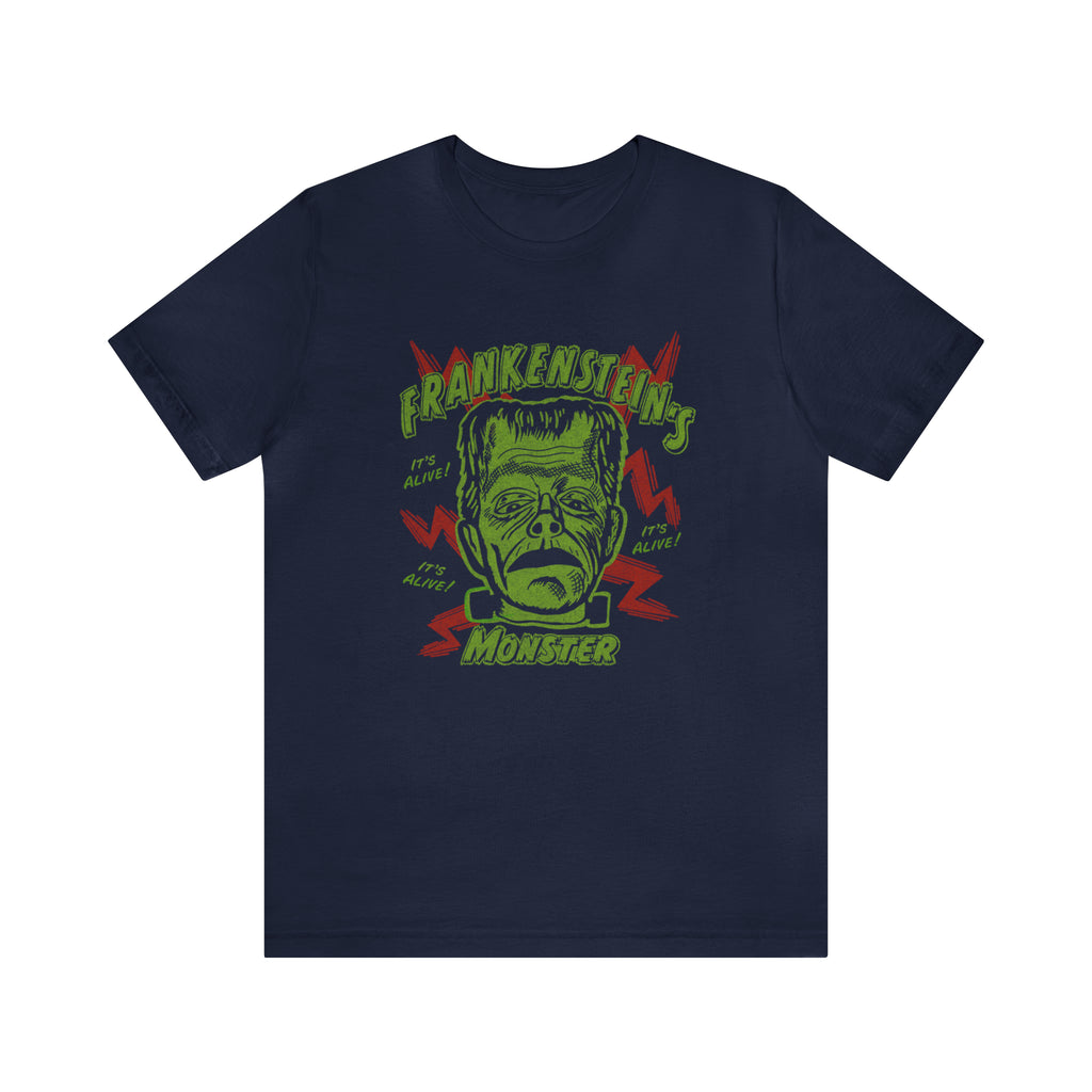 Frankenstein's Monster Classic Horror Gothic Halloween T-shirt Navy