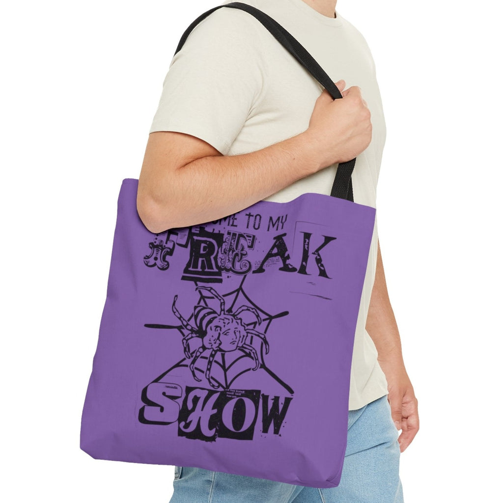 Welcome To My Freak Show Double Sided Print Large Purple Tote Bag