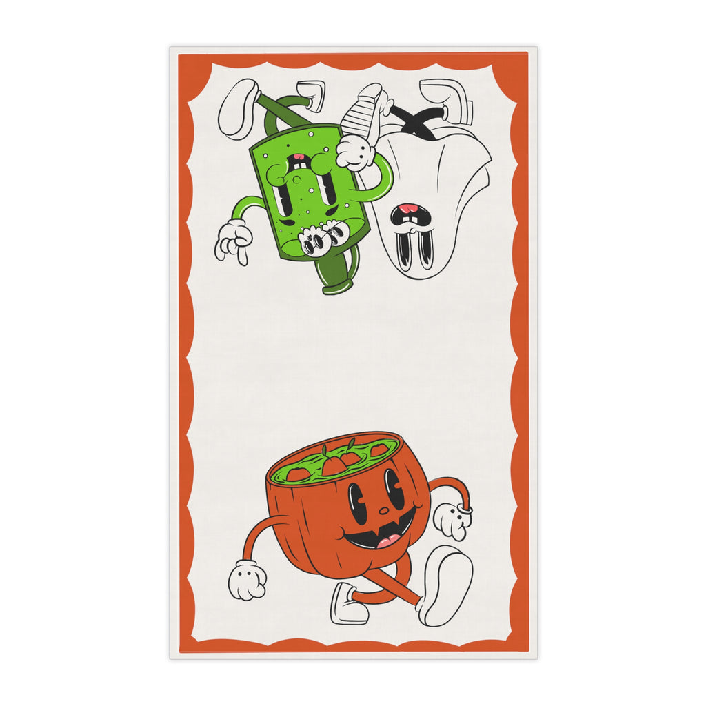 Retro Halloween Characters Kitchen Tea Towel