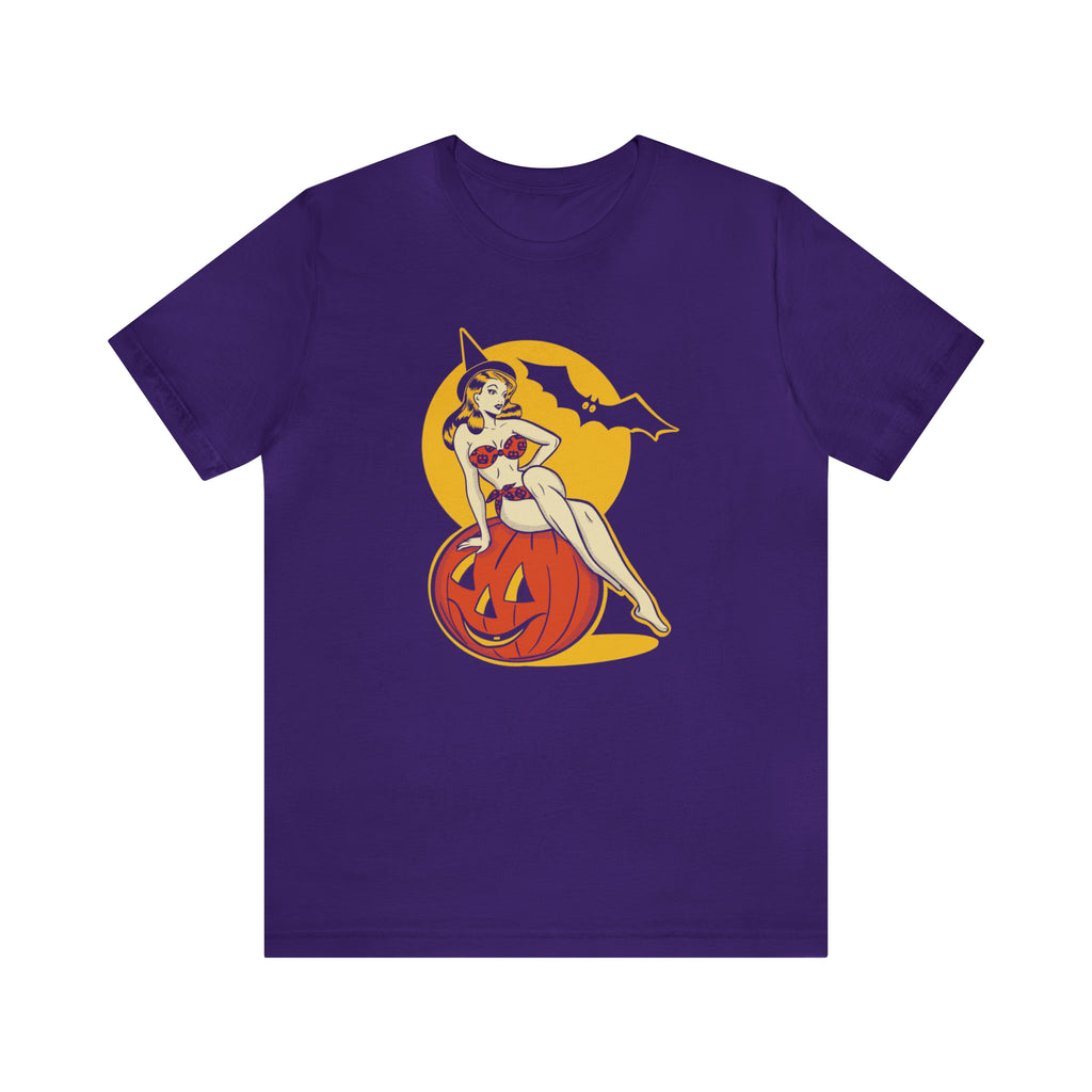 Classic Halloween Pinup Retro Spooky Season Unisex T-shirt Team Purple