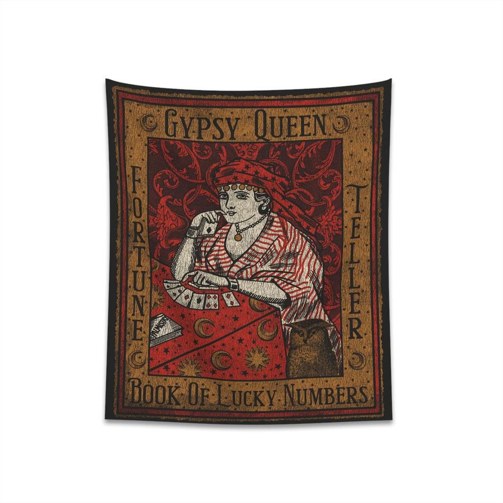 Gypsy Queen Fortune Telling Vintage Victorian Lucky Numbers Poster Halloween Cloth Tapestry Wall Decor 34" × 40"