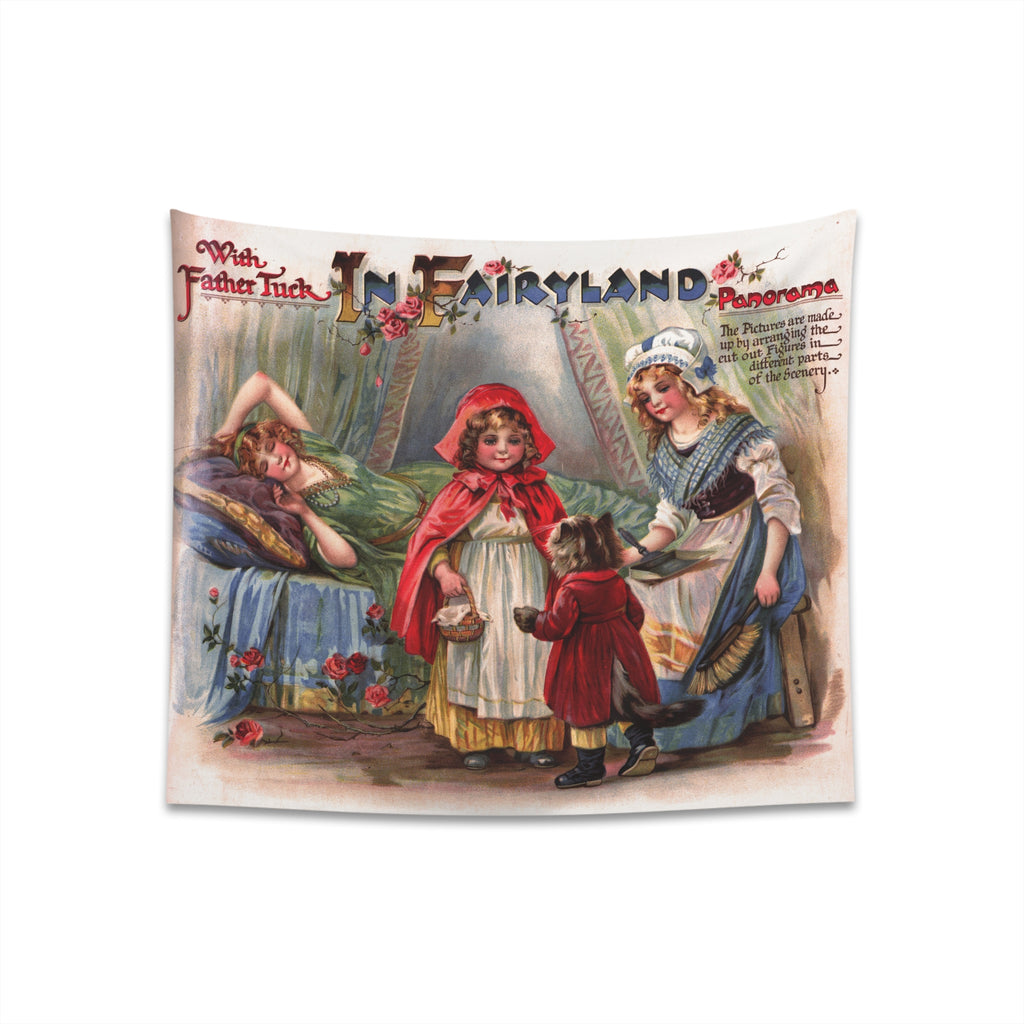 Child Nursery Wall Tapestry - Childs Party Theme Wall Hanging - Childs Playroom Wall Decor - Victorian Fairy Tale Book Cover Art 34" × 40"