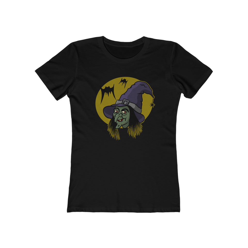Vintage Wicked Witch Head Retro Crewneck Women's T-shirt Solid Black