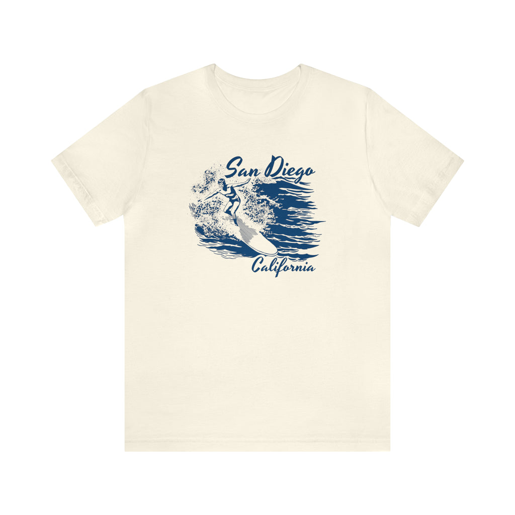 San Diego California Vintage Surfer Soft Cotton Men's T-shirt Natural