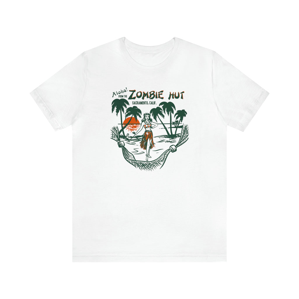 The Zombie Hut Tiki Souvenir Uni-Sex Premium Cotton Men's T-shirt White
